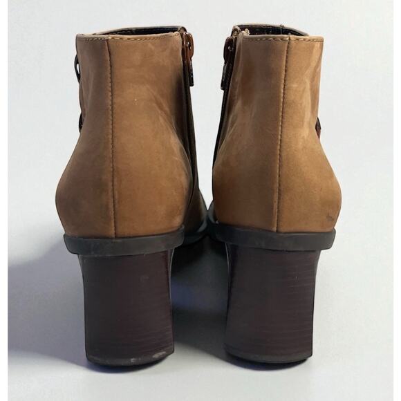 Etienne Aigner Saddle Leather Ankle Boots Square Toe Brown Women's Size 7 1/2. - Picture 3 of 12